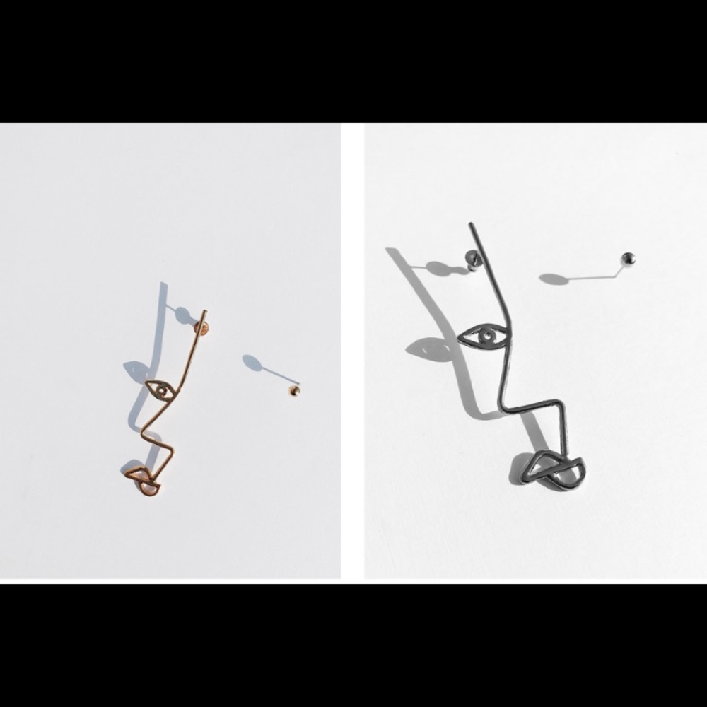 Asymmetrical Face Artsy Earrings - Picture 4 of 6